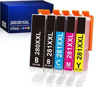 Compatible Ink Cartridges Replacement for Canon 281 280 PGI-280XXL CLI-281XXL, to use with Canon Pixma TS6320 TS8320 TS6120 TS6220 TS8120 TS8220 TS9120 TS9520 TR7520 TR8520 TS9521C, 5 Colors Compatible Ink Cartridges Replacement for Canon 281 280 PGI-280XXL CLI-281XXL, to use with Canon Pixma TS6320 TS8320 TS6120 TS6220 TS8120 TS8220 TS9120 TS9520 TR7520 TR8520 TS9521C, 5 Colors