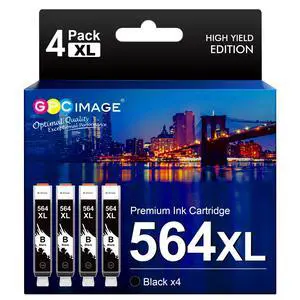 Compatible Ink Cartridge Replacement for HP 564XL 564 XL Compatible with DeskJet 3520 3522 Officejet 4620 Photosmart 5520 6510 7520 7525 Printer (4 Black) Compatible Ink Cartridge Replacement for HP 564XL 564 XL Compatible with DeskJet 3520 3522 Officejet 4620 Photosmart 5520 6510 7520 7525 Printer (4 Black)