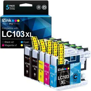 LC103 LC103XL Compatible for Brother LC103 LC101 Ink Cartridges | LC103 Ink Cartridges for Brother Printer use with Brother MFC-J870DW MFC-J6920DW MFC-J475DW MFC-J470DW (5 Pack-2B/1C/1M/1Y) LC103 LC103XL Compatible for Brother LC103 LC101 Ink Cartridges | LC103 Ink Cartridges for Brother Printer use with Brother MFC-J870DW MFC-J6920DW MFC-J475DW MFC-J470DW (5 Pack-2B/1C/1M/1Y)