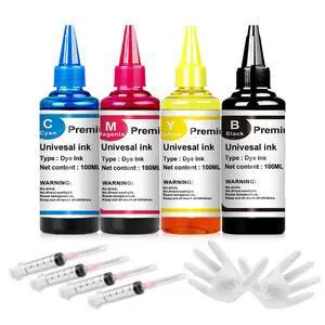 Universal Ink Refills Kit Dye Ink Refill Kit Compatible for HP Canon | Brother Samsung Dell Kodak Inkjet Printers Compatible Cartridges Refillable Cartridge CISS CIS System 4 Color Set Universal Ink Refills Kit Dye Ink Refill Kit Compatible for HP Canon | Brother Samsung Dell Kodak Inkjet Printers Compatible Cartridges Refillable Cartridge CISS CIS System 4 Color Set