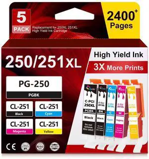 MX922 Ink Cartridges Compatible for Canon Ink 250 251 Xl 250xl 251xl PGI250 | for MX920 IX6820 Printer for PGI-250XL CLI-251XL to MG5520 MG7520 MG7120 MG5420 MG5522 MG6620 MG5500 IP8720 MG5620, 5-Pack MX922 Ink Cartridges Compatible for Canon Ink 250 251 Xl 250xl 251xl PGI250 | for MX920 IX6820 Printer for PGI-250XL CLI-251XL to MG5520 MG7520 MG7120 MG5420 MG5522 MG6620 MG5500 IP8720 MG5620, 5-Pack