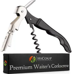Wine Opener - Professional Corkscrews for Wine Bottles w/Foil Cutter and Cap Remover - Manual Wine Key for Servers, Waiters, Bartenders and Home Use - Stainless Steel Wine Opener - Professional Corkscrews for Wine Bottles w/Foil Cutter and Cap Remover - Manual Wine Key for Servers, Waiters, Bartenders and Home Use - Stainless Steel
