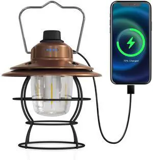 LED Camping Lantern Rechargeable, Copper | Vintage Portable Design, Dimmable, 2700-6500K, Waterproof, Indoor Outdoor Use, Retro Lamp for Garden, Hiking LED Camping Lantern Rechargeable, Copper | Vintage Portable Design, Dimmable, 2700-6500K, Waterproof, Indoor Outdoor Use, Retro Lamp for Garden, Hiking