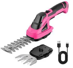 Cordless Hedge Trimmer & Grass Shears, 7.2V 2-in-1 Handheld Electric Bush Trimmer, Lightweight & Low-Noise, Rechargeable Lithium-Ion Battery with Type-C Cable Included (Pink) Cordless Hedge Trimmer & Grass Shears, 7.2V 2-in-1 Handheld Electric Bush Trimmer, Lightweight & Low-Noise, Rechargeable Lithium-Ion Battery with Type-C Cable Included (Pink)