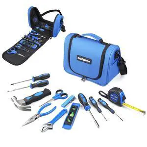 Blue Tool Set | Tool Bag with Shoulder Strap|Basic Tool Kit | 21-Piece Basic Household Hand Tool Kit | Home Repair Tool Set Bag for Dorm|Office|DIY|Desk|Apartment Blue Tool Set | Tool Bag with Shoulder Strap|Basic Tool Kit | 21-Piece Basic Household Hand Tool Kit | Home Repair Tool Set Bag for Dorm|Office|DIY|Desk|Apartment