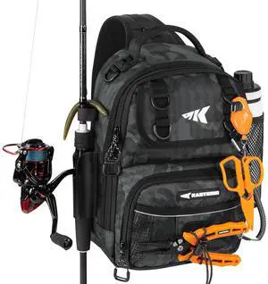 BaitSpace Fishing Sling Bag with Rod Holder, Black Camo | Water-Resistant Tackle Storage with Soft Bait Binder, Adjustable Tackle Bag for Bank, Wading & Boat Fishing BaitSpace Fishing Sling Bag with Rod Holder, Black Camo | Water-Resistant Tackle Storage with Soft Bait Binder, Adjustable Tackle Bag for Bank, Wading & Boat Fishing