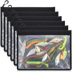 6 Pack Large Fishing Tackle Storage Bags, 12x16 Inch Clear Waterproof Bait Organizer with Heavy Duty Zipper for Soft Plastic Lures Hooks 6 Pack Large Fishing Tackle Storage Bags, 12x16 Inch Clear Waterproof Bait Organizer with Heavy Duty Zipper for Soft Plastic Lures Hooks