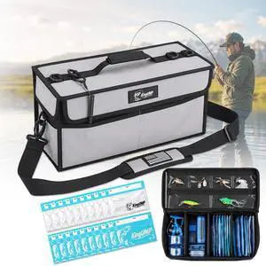 Fishing Tackle Bag for Soft Plastic Bait Storage - Bait Binder with 20 Soft Bait Bags, 20L 900D Water-Resistant Fishing Tackle Organizer with Adjustable Dividers for Lures, Hooks, Weights and Reels Fishing Tackle Bag for Soft Plastic Bait Storage - Bait Binder with 20 Soft Bait Bags, 20L 900D Water-Resistant Fishing Tackle Organizer with Adjustable Dividers for Lures, Hooks, Weights and Reels
