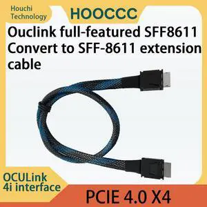 HOOCCC Oculink Cable Silver-Plated OcuLink 4i SFF-8611 to SFF-8611 PCIe 4.0 x4 Gen4 Full-Function Extension Cable, 64Gbps High-Speed Data Cable for Egpu HOOCCC Oculink Cable Silver-Plated OcuLink 4i SFF-8611 to SFF-8611 PCIe 4.0 x4 Gen4 Full-Function Extension Cable, 64Gbps High-Speed Data Cable for Egpu