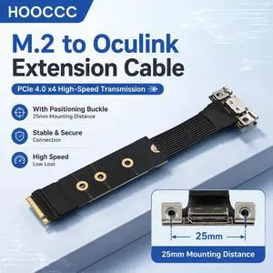 HOOCCC M.2 to OCulink SFF-8611 Ext Cable, NVMe PCIe 4.0 x4 Gen4 External GPU Dock Cable With Fixing Buckle 15cm HOOCCC M.2 to OCulink SFF-8611 Ext Cable, NVMe PCIe 4.0 x4 Gen4 External GPU Dock Cable With Fixing Buckle 15cm