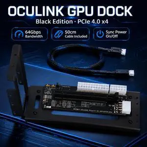 HOOCCC OCuLink GPU Dock with 50cm Cable & Bracket, PCIe 4.0 x4 to PCIe x16 Riser Card 64Gbps, SFF-8612 eGPU Dock Station for Mini PC Laptop Desktop, Sync Power On/Off, Black HOOCCC OCuLink GPU Dock with 50cm Cable & Bracket, PCIe 4.0 x4 to PCIe x16 Riser Card 64Gbps, SFF-8612 eGPU Dock Station for Mini PC Laptop Desktop, Sync Power On/Off, Black