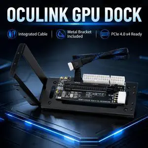 HOOCCC OCuLink GPU Dock Docking Station with Non-Detachable 50cm OCuLink Cable, Metal Bracket, PCIe 4.0 x4 to x16 64Gbps, Open-Frame eGPU Dock for Mini PC, ATX/SFX PSU Compatible, White HOOCCC OCuLink GPU Dock Docking Station with Non-Detachable 50cm OCuLink Cable, Metal Bracket, PCIe 4.0 x4 to x16 64Gbps, Open-Frame eGPU Dock for Mini PC, ATX/SFX PSU Compatible, White