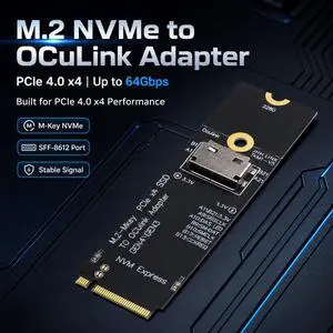 HOOCCC M.2 NVMe to OCuLink Adapter, PCIe 4.0 x4 Up to 64Gbps, M-Key SFF-8612 Converter for eGPU Dock HOOCCC M.2 NVMe to OCuLink Adapter, PCIe 4.0 x4 Up to 64Gbps, M-Key SFF-8612 Converter for eGPU Dock