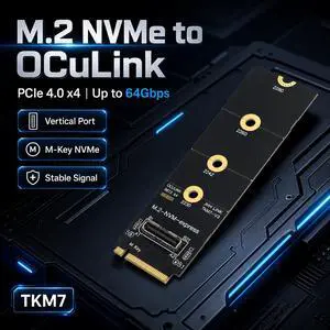 HOOCCC M.2 NVMe to OCuLink Adapter, PCIe 4.0 x4 Up to 64Gbps, M-Key SFF-8612 Converter for eGPU Dock TKM7 HOOCCC M.2 NVMe to OCuLink Adapter, PCIe 4.0 x4 Up to 64Gbps, M-Key SFF-8612 Converter for eGPU Dock TKM7