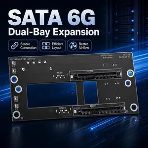 HOOCCC RAID Controller SATA Backplane Expansion Board 2/3/5 Bay NAS Hot-Swap Backplane SATA III 6Gbps Dual 4-Pin Power LED Indicators for 2.5"/3.5" Drives HOOCCC RAID Controller SATA Backplane Expansion Board 2/3/5 Bay NAS Hot-Swap Backplane SATA III 6Gbps Dual 4-Pin Power LED Indicators for 2.5"/3.5" Drives