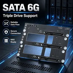 HOOCCC NAS SATA Backplane Expansion Board 2/3/5 Bay SATA III 6Gbps Hot-Swap Backplane with Dual 4-Pin Power & LED Indicators, 2mm PCB for 2.5"/3.5" Drives NAS-S3 HOOCCC NAS SATA Backplane Expansion Board 2/3/5 Bay SATA III 6Gbps Hot-Swap Backplane with Dual 4-Pin Power & LED Indicators, 2mm PCB for 2.5"/3.5" Drives NAS-S3