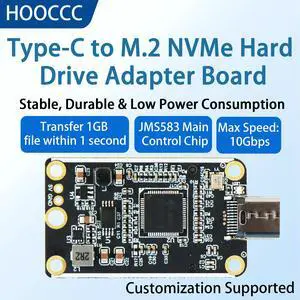 HOOCCC USB-C to M.2 NVMe Adapter Board, JMS583 Chipset, 10Gbps Type-C 3.1/3.2 Gen 2, 42x25mm Mini PCB for M-Key 2230 SSD (No Cable/SSD) HOOCCC USB-C to M.2 NVMe Adapter Board, JMS583 Chipset, 10Gbps Type-C 3.1/3.2 Gen 2, 42x25mm Mini PCB for M-Key 2230 SSD (No Cable/SSD)