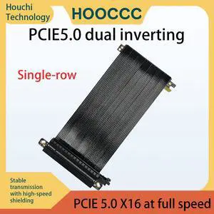 HOOCCC PCIe 5.0 X16 Dual Reverse GPU Extension Cable for ITX Case, 64Gb/s Full Speed Riser, Silver-Plated Shielding, Suitable for Back-to-Back Motherboard & Graphics Card Installation 18.5cm HOOCCC PCIe 5.0 X16 Dual Reverse GPU Extension Cable for ITX Case, 64Gb/s Full Speed Riser, Silver-Plated Shielding, Suitable for Back-to-Back Motherboard & Graphics Card Installation 18.5cm