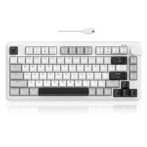 80% Gaming Keyboard, RGB Backlit Wired Mechanical Feel Keyboard with Volume Knob, 80 Keys Compact USB Keyboard, 19-Key Rollover, Multimedia Keys for PC, Computer, Laptop, Windows 80% Gaming Keyboard, RGB Backlit Wired Mechanical Feel Keyboard with Volume Knob, 80 Keys Compact USB Keyboard, 19-Key Rollover, Multimedia Keys for PC, Computer, Laptop, Windows