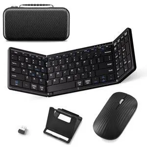 Foldable Keyboard and Mouse, Folding Bluetooth Keyboard Combo Foldable Keyboard and Mouse, Folding Bluetooth Keyboard Combo