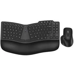 Ergonomic Wireless Keyboard Mouse, Wave Key Bluetooth/2.4G Split Design Ergo Keyboard Mouse Combo with Cushioned Palm Rest, Multi-Device, Rechargeable, for Multi-OS, Windows/Mac/Android Ergonomic Wireless Keyboard Mouse, Wave Key Bluetooth/2.4G Split Design Ergo Keyboard Mouse Combo with Cushioned Palm Rest, Multi-Device, Rechargeable, for Multi-OS, Windows/Mac/Android