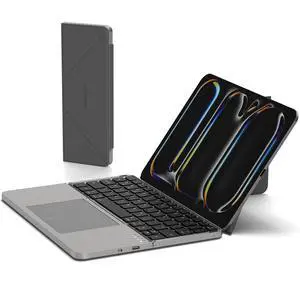 Foldable Bluetooth Keyboard with Touchpad and Stand for iPad/iPhone/MacBook,3-Device Ultra Slim PU Leather Magnetic Cover Portable Rechargeable Keyboard for macOS and iOS-Gray Foldable Bluetooth Keyboard with Touchpad and Stand for iPad/iPhone/MacBook,3-Device Ultra Slim PU Leather Magnetic Cover Portable Rechargeable Keyboard for macOS and iOS-Gray