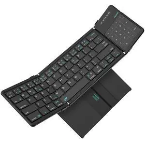 Bluetooth Foldable Keyboard with Touchpad & Number Pad, Pocket-Size Portable Keyboard with Full Size Keys, Wireless Keyboard with Trackpad for 3 Devices iPad Tablet Laptop Phone, Black Bluetooth Foldable Keyboard with Touchpad & Number Pad, Pocket-Size Portable Keyboard with Full Size Keys, Wireless Keyboard with Trackpad for 3 Devices iPad Tablet Laptop Phone, Black