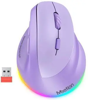 Ergonomic Wireless Vertical Mouse, Rechargeable, Purple Ergonomic Wireless Vertical Mouse, Rechargeable, Purple