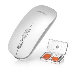 Slim Wireless Mouse, Tri-Mode 2.4G/Bluetooth, Rechargeable Silver Slim Wireless Mouse, Tri-Mode 2.4G/Bluetooth, Rechargeable Silver