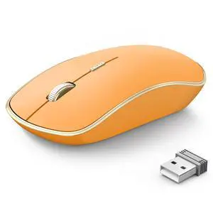J 2.4G Wireless Mouse, Soft Click, Silent Travel, 3200 DPI, 5 Adjustment Levels, for Laptop, Mac, PC, Notebook - Orange J 2.4G Wireless Mouse, Soft Click, Silent Travel, 3200 DPI, 5 Adjustment Levels, for Laptop, Mac, PC, Notebook - Orange