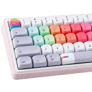 MOA Profile Keycaps,131 Keys Cute Gray Rainbow Candy Custom Keycaps MOA Profile Keycaps,131 Keys Cute Gray Rainbow Candy Custom Keycaps