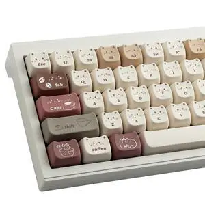 PBT Keycaps 142 Keys Cute Keycaps Coffee Cat Keycap PBT Keycaps 142 Keys Cute Keycaps Coffee Cat Keycap