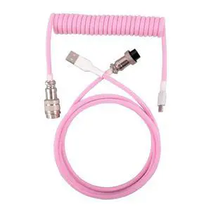 Coiled USB C Keyboard Cable for Gaming Keyboard, Double-Sleeved Mechanical Keyboard Cable with Detachable Metal Aviator, 1.5M USB-C to USB-A(Pink) Coiled USB C Keyboard Cable for Gaming Keyboard, Double-Sleeved Mechanical Keyboard Cable with Detachable Metal Aviator, 1.5M USB-C to USB-A(Pink)
