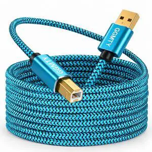 15ft USB Printer Cable, Extra Long Nylon Braided USB 2.0 Type A to B Male Cord with Gold-Plated Connectors, High Speed Data Transfer Scanner Wire for HP, Canon, Epson, Midi Keyboard & DAC (Blue) 15ft USB Printer Cable, Extra Long Nylon Braided USB 2.0 Type A to B Male Cord with Gold-Plated Connectors, High Speed Data Transfer Scanner Wire for HP, Canon, Epson, Midi Keyboard & DAC (Blue)