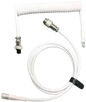1.5m Coiled Keyboard Cable, USB C to USB A Cable for Mechanical Gaming Keyboards, Double-Sleeved Coiled with Detachable Metal Aviator for Keyboard 2 Pcs (White) 1.5m Coiled Keyboard Cable, USB C to USB A Cable for Mechanical Gaming Keyboards, Double-Sleeved Coiled with Detachable Metal Aviator for Keyboard 2 Pcs (White)