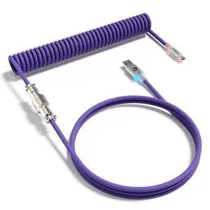 C01Ultra RGB Coiled Keyboard Cable,Pro Custom USB-C Aviator Cable for Gaming Keyboards,Stable Dual-Sleeved Design,2m Type-C to USB-A Hyper-Speed,Detachable Metal Aviator for PC Gamer,Purple C01Ultra RGB Coiled Keyboard Cable,Pro Custom USB-C Aviator Cable for Gaming Keyboards,Stable Dual-Sleeved Design,2m Type-C to USB-A Hyper-Speed,Detachable Metal Aviator for PC Gamer,Purple