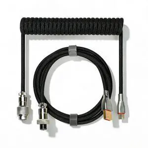 Type-C Mechanical Keyboard Cables,1.5M Coiled USB C to USB A with Detachable Metal Aviator Connector.for Gaming Keyboard/Tablet (Black) Type-C Mechanical Keyboard Cables,1.5M Coiled USB C to USB A with Detachable Metal Aviator Connector.for Gaming Keyboard/Tablet (Black)