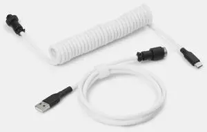 Coiled Keyboard Cable - YC8 - Black on White Coiled Keyboard Cable - YC8 - Black on White