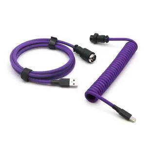 Reverse Coiled USB-C Keyboard Cable, Double-Sleeved Mechanical Keyboard Cable with Detachable Metal Aviator, 1.5M USB-C to USB-A (Purple) Reverse Coiled USB-C Keyboard Cable, Double-Sleeved Mechanical Keyboard Cable with Detachable Metal Aviator, 1.5M USB-C to USB-A (Purple)