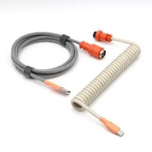 Reverse Coiled USB-C Keyboard Cable, Double-Sleeved Mechanical Keyboard Cable with Detachable Metal Aviator, 5FT USB-C to USB-A (Carbon) Reverse Coiled USB-C Keyboard Cable, Double-Sleeved Mechanical Keyboard Cable with Detachable Metal Aviator, 5FT USB-C to USB-A (Carbon)