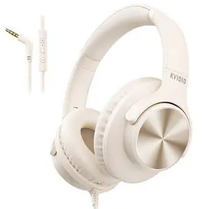 Wired Headphones with Mic, Volume & Playback Control, Over-Ear Foldable Headphones, 3.5mm Plug, 90° Swivel Ear Cups, 4.9ft Tangle-Free Cord for Tablet, Laptop, PC, School, Travel (Beige) Wired Headphones with Mic, Volume & Playback Control, Over-Ear Foldable Headphones, 3.5mm Plug, 90° Swivel Ear Cups, 4.9ft Tangle-Free Cord for Tablet, Laptop, PC, School, Travel (Beige)