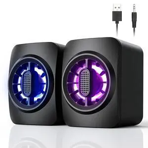 Computer Speakers,RGB PC Speakers, USB Powered 3.5mm Aux Speaker for Desktop, PC, Laptop, Tablet - Small Computer Speakers | Clear Sound & 7-Color Dynamic Lighting Computer Speakers,RGB PC Speakers, USB Powered 3.5mm Aux Speaker for Desktop, PC, Laptop, Tablet - Small Computer Speakers | Clear Sound & 7-Color Dynamic Lighting