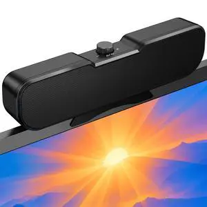 Computer Speakers for Desktop PC, Easy Volume Knob, Sturdy Clamp, Clear Loud Sound, Laptop Speakers with Compact Design, USB/USB C Adapter for Power and Audio(Black) Computer Speakers for Desktop PC, Easy Volume Knob, Sturdy Clamp, Clear Loud Sound, Laptop Speakers with Compact Design, USB/USB C Adapter for Power and Audio(Black)