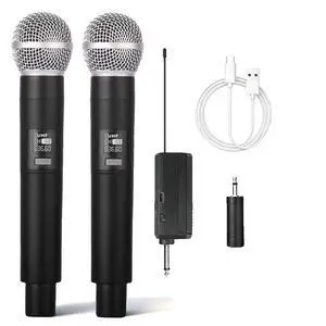 Professional Karaoke Microphone Set, Dual Vocal Pickup, Easy Setup, USB Rechargeable, LED Display, Compatible with Karaoke Machines and More Professional Karaoke Microphone Set, Dual Vocal Pickup, Easy Setup, USB Rechargeable, LED Display, Compatible with Karaoke Machines and More