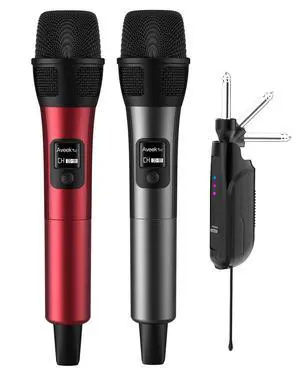 Wireless Microphone, 262FT Range,40 Hours Battery, Red & Black,2 Pack Wireless Microphone, 262FT Range,40 Hours Battery, Red & Black,2 Pack