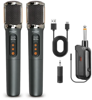 Stmynt Upgraded Wireless Rechargeable Microphone, 2.4Ghz Cordless Handheld Microphone with 328FT Long Range, USB-C Charging Port 25 Hours Working Time Microphone for Karaoke Singing Speech Wedding DJ Stmynt Upgraded Wireless Rechargeable Microphone, 2.4Ghz Cordless Handheld Microphone with 328FT Long Range, USB-C Charging Port 25 Hours Working Time Microphone for Karaoke Singing Speech Wedding DJ