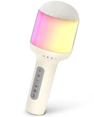 Wireless Bluetooth Karaoke Microphone with Dynamic Lights, Portable Handheld Mic, 6 Sound Effects, 10H Battery, Perfect for Kids Singing, Home Parties, Duet - Gift Idea, Works with All Smartphones Wireless Bluetooth Karaoke Microphone with Dynamic Lights, Portable Handheld Mic, 6 Sound Effects, 10H Battery, Perfect for Kids Singing, Home Parties, Duet - Gift Idea, Works with All Smartphones