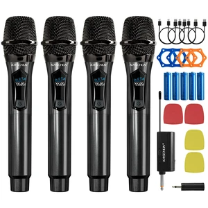 Wireless Microphones, 4 Rechargeable Handheld Cordless Karaoke Microphones | 200FT Range, Plug & Play, 10hr Battery, Mic Set for Halloween Party, Karaoke, Church, Wedding, Group Singing Wireless Microphones, 4 Rechargeable Handheld Cordless Karaoke Microphones | 200FT Range, Plug & Play, 10hr Battery, Mic Set for Halloween Party, Karaoke, Church, Wedding, Group Singing