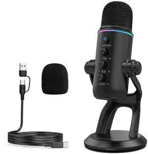 Podcast Microphone, Noise Cancellation USB Mic with Gain, Volume & Mute Control, Zero-Latency Monitoring, Echo & RGB Lighting, for YouTube TikTok Podcasting Gaming PC iPhone iPad Android Mac Podcast Microphone, Noise Cancellation USB Mic with Gain, Volume & Mute Control, Zero-Latency Monitoring, Echo & RGB Lighting, for YouTube TikTok Podcasting Gaming PC iPhone iPad Android Mac
