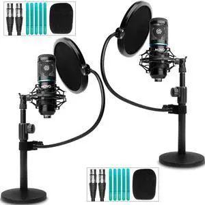 PodPak2T 2-Pack Universal XLR Condenser Microphone Podcasting Equipment Bundle for 2 - Includes 2 Cardioid Mics, Desktop Stands, Shock Mounts, Pop Filters and Cables - Podcast and YouTube Kit PodPak2T 2-Pack Universal XLR Condenser Microphone Podcasting Equipment Bundle for 2 - Includes 2 Cardioid Mics, Desktop Stands, Shock Mounts, Pop Filters and Cables - Podcast and YouTube Kit